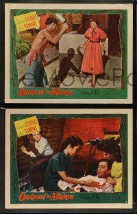 3g659 OUTPOST IN MALAYA 5 LCs '52 Claudette Colbert & Jack Hawkins where civilization ends!