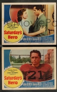 3g429 SATURDAY'S HERO 8 LCs '51 football player John Derek & pretty Donna Reed, Blackmer!