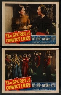 3g826 SECRET OF CONVICT LAKE 3 LCs '51 Gene Tierney, Ford, lonely women at the mercy of hunted men!
