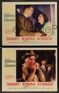 3g740 SORRY WRONG NUMBER 4 LCs '48 Barbara Stanwyck, Burt Lancaster, Anatole Litvak!