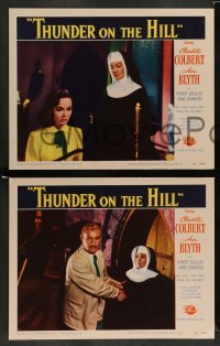 3g837 THUNDER ON THE HILL 3 LCs '51 Claudette Colbert, 6 desperate people hiding one guilty secret!