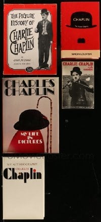3h395 LOT OF 5 CHARLIE CHAPLIN MOSTLY HARDCOVER BOOKS '60s-00s great illustrated biographies!