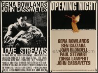 3h818 LOT OF 2 UNFOLDED SINGLE-SIDED JOHN CASSAVETES ONE-SHEETS '80s Love Streams, Opening Night!