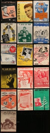 3h314 LOT OF 16 1940S SHEET MUSIC '40s a variety of songs from different movies!