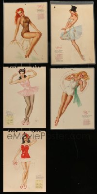 3h115 LOT OF 5 ALBERTO VARGAS ESQUIRE CALENDAR PAGES '40s great art of sexy half-naked pin-ups!