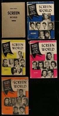 3h364 LOT OF 5 SCREEN WORLD ANNUAL HARDCOVER 1954-58 BOOKS '54-58 lots of movie images & info!