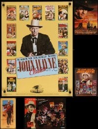3h830 LOT OF 5 MOSTLY UNFOLDED SINGLE-SIDED JOHN WAYNE VIDEO POSTERS '80s-90s great cowboy images!