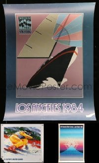 3h693 LOT OF 3 UNFOLDED OLYMPICS POSTERS '80s XIII & XV Winter Games + Los Angeles Summer Games!