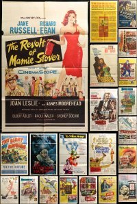 3h223 LOT OF 54 FOLDED ONE-SHEETS '50s-60s great images from a variety of different movies!