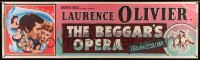3h073 BEGGAR'S OPERA paper banner '53 Laurence Olivier & all the women he proposed to, rare!