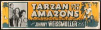 3h099 TARZAN & THE AMAZONS paper banner R50 Johnny Weissmuller, Brenda Joyce & Sheffield, rare!