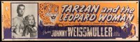 3h100 TARZAN & THE LEOPARD WOMAN paper banner R50 great c/u of Brenda Joyce & Johnny Weissmuller!
