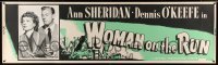 3h105 WOMAN ON THE RUN paper banner '50 Ann Sheridan, Dennis O'Keefe, film noir, rare!