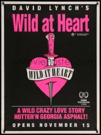 3j060 WILD AT HEART teaser Aust 1sh '90 David Lynch, Cage & Dern, cool different heart artwork!