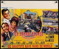 3j173 GREAT RACE Belgian '65 different Ray art of Tony Curtis, Jack Lemmon & Natalie Wood!