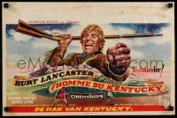 3j179 KENTUCKIAN Belgian '55 different art of star & director Burt Lancaster as frontiersman!