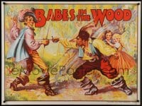 3j475 BABES IN THE WOOD stage play British quad '30s artwork of kids watching men duelling!