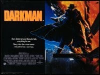 3j487 DARKMAN DS British quad '90 directed by Sam Raimi, cool art of masked hero Liam Neeson!