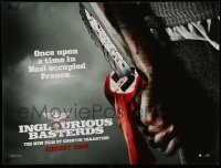 3j505 INGLOURIOUS BASTERDS teaser DS British quad '09 Tarantino, bloody knife through Nazi flag!