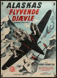3j250 DAREDEVILS OF THE CLOUDS Danish '51 Robert Livingston, Mae Clarke, cool airplane art!