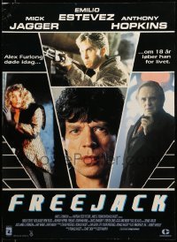 3j257 FREEJACK Danish '92 Emilio Estevez, Mick Jagger, Anthony Hopkins!