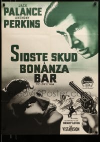 3j276 LONELY MAN Danish '58 different art of Jack Palance & Anthony Perkins!