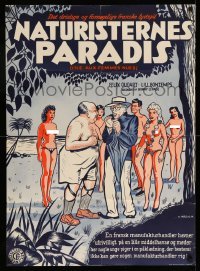 3j286 NAKED IN THE WIND Danish '54 Henri Lepage's L'ile aux femmes nues, art of nudist beach