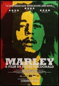3j460 MARLEY advance DS English 1sh '12 reggae music, cool red, yellow & green image of Bob Marley!