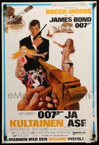 3j036 MAN WITH THE GOLDEN GUN Finnish '74 Roger Moore as James Bond by Robert McGinnis