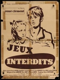 3j690 FORBIDDEN GAMES French 23x31 '54 Rene Clement's Jeux Interdits, art of kids in WWII!