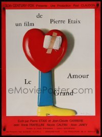 3j696 GREAT LOVE French 23x31 '69 Pierre Etaix's Le Grand Amour, great image of bandaged heart!