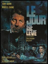 3j707 LE JOUR SE LEVE French 23x31 R60s Daybreak starring Jean Gabin, cool art by Jean Mascii!