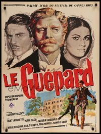 3j708 LEOPARD French 24x32 '63 Visconti's Il Gattopardo, Burt Lancaster, art by Gonzalez!