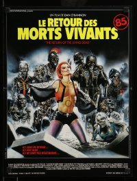 3j787 RETURN OF THE LIVING DEAD French 15x20 '84 Landi art of zombies & sexy girl in cemetery!