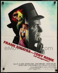 3j793 TONY ROME French 17x21 '68 Grinsson art of detective Frank Sinatra w/gun & sexy girl!
