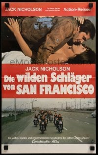 3j082 HELLS ANGELS ON WHEELS German 12x19 '68 biker gangs, Jack Nicholson & Sabrina Scharf!