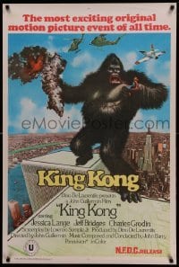 3j113 KING KONG Indian '77 John Berkey art of BIG Ape on the Twin Towers!