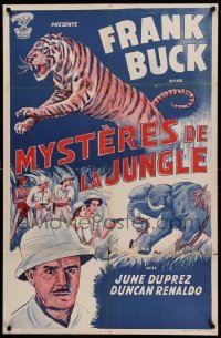 3j005 TIGER FANGS Moroccan '43 Frank Buck, great art of big cat & elephants!
