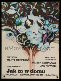 3j235 OLYAN MINT OTTHON Polish 23x31 '78 Marta Meszaros, wild Wedecki art of man in sunglasses!