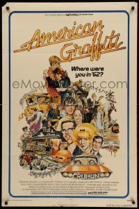 3k519 AMERICAN GRAFFITI 1sh '73 George Lucas teen classic, it was the time of your life!