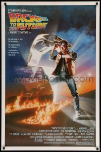 3k531 BACK TO THE FUTURE studio style 1sh '85 art of Michael J. Fox & Delorean by Drew Struzan!