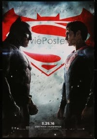 3k537 BATMAN V SUPERMAN teaser DS 1sh '16 Ben Affleck and Henry Cavill in title roles facing off!