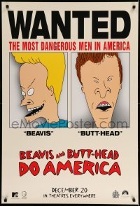 3k544 BEAVIS & BUTT-HEAD DO AMERICA teaser 1sh '96 Mike Judge, most dangerous men in America!