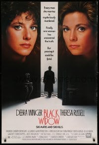 3k549 BLACK WIDOW 1sh '87 headshots of sexy Debra Winger & Theresa Russell!