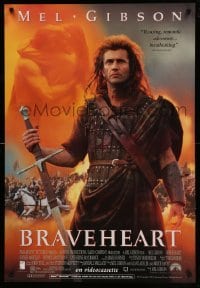 3k451 BRAVEHEART 27x40 video poster '95 cool image of Mel Gibson as William Wallace!