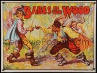 3k233 BABES IN THE WOOD stage play British quad '30s artwork of kids watching men duelling!