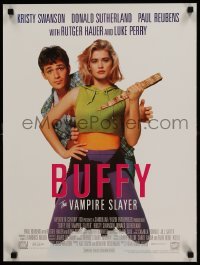 3k452 BUFFY THE VAMPIRE SLAYER 18x24 video poster '92 great image of Kristy Swanson & Luke Perry!