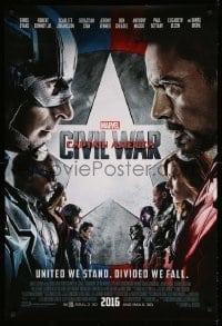 3k568 CAPTAIN AMERICA: CIVIL WAR advance DS 1sh '16 Marvel Comics, Chris Evans, Robert Downey Jr.!