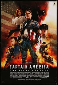 3k569 CAPTAIN AMERICA: THE FIRST AVENGER advance DS 1sh '11 Chris Evans, Jones, cool cast image!