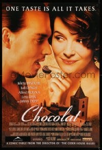 3k573 CHOCOLAT 1sh '00 Johnny Depp, Juliette Binoche, one taste is all it takes!
